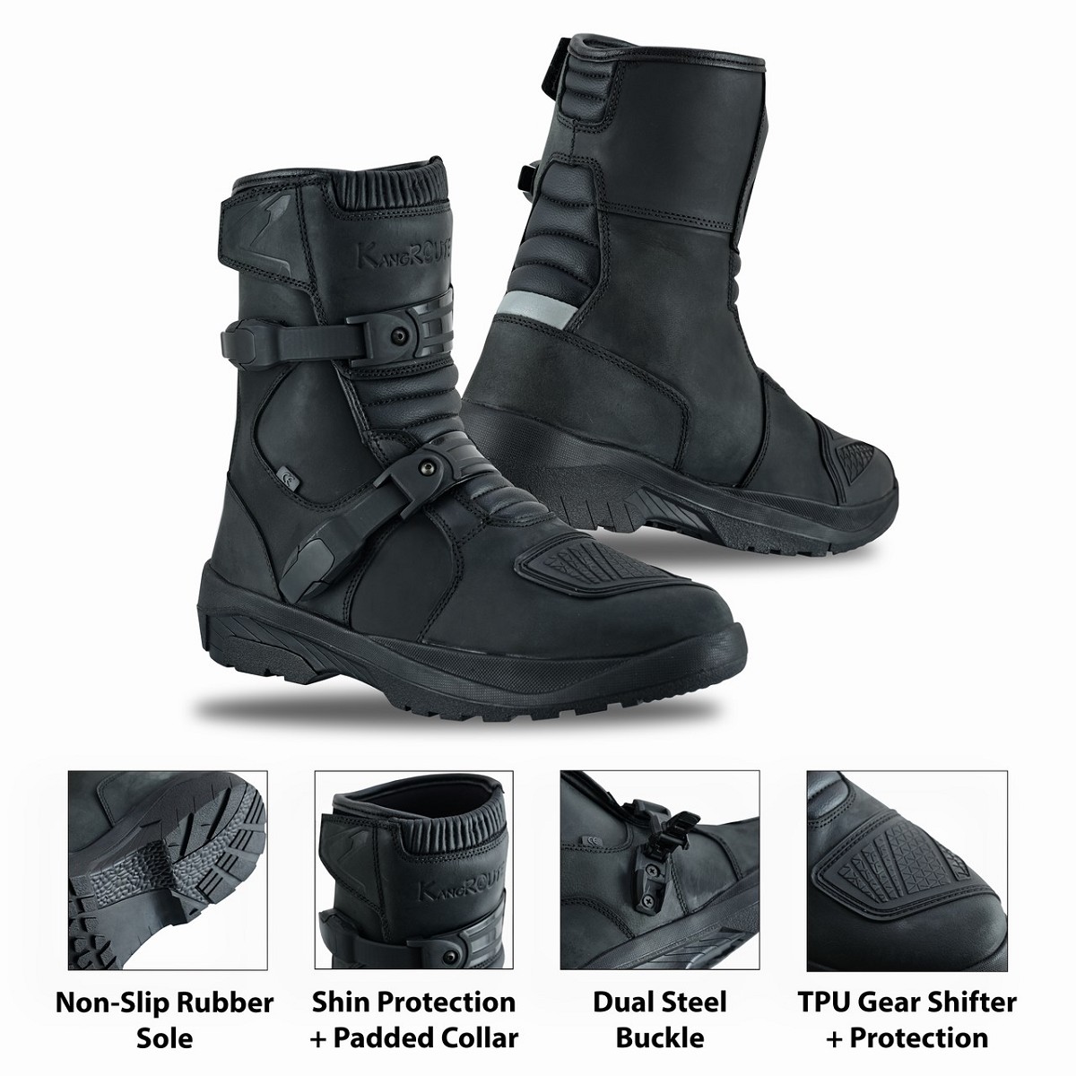 BOTAS DE MOTO MEDIACAÑA  ADVENTURE TOURING EN PIEL BOVINA DE ALTA RESISTENCIA CE