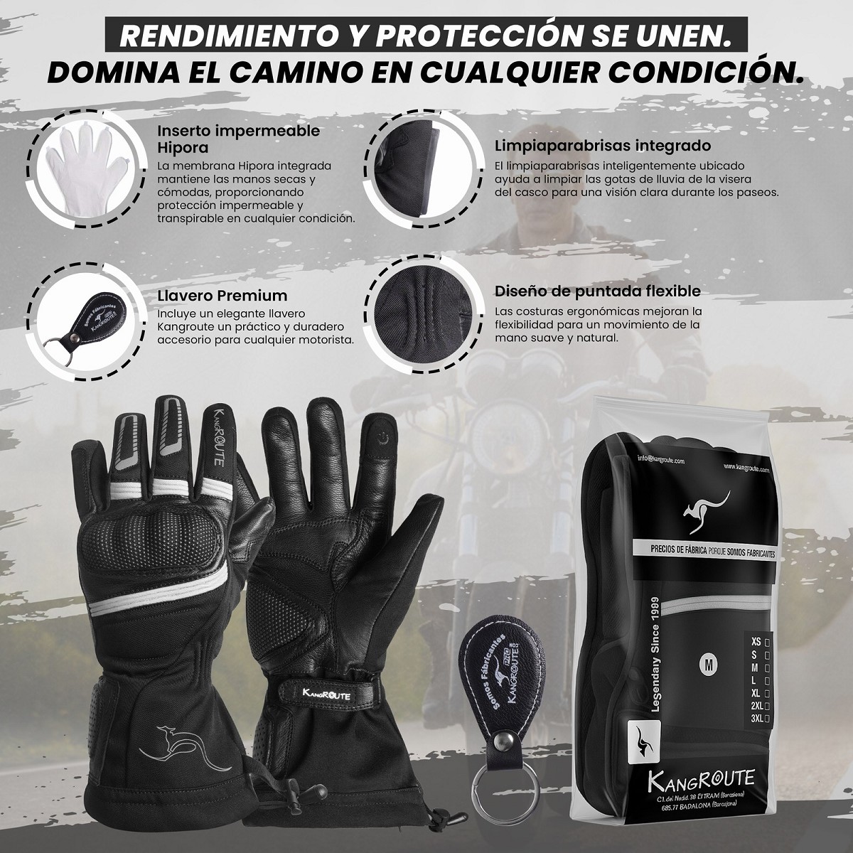 GUANTES DE MOTO INVERNALES DE PUÑO LARGO CON MEMBRANA IMPERMEABLE Y TÉRMICOS. GUANTES DE MOTO INVERNALES DE PUÑO LARGO CON MEMBRANA IMPERMEABLE Y TÉRMICOS.