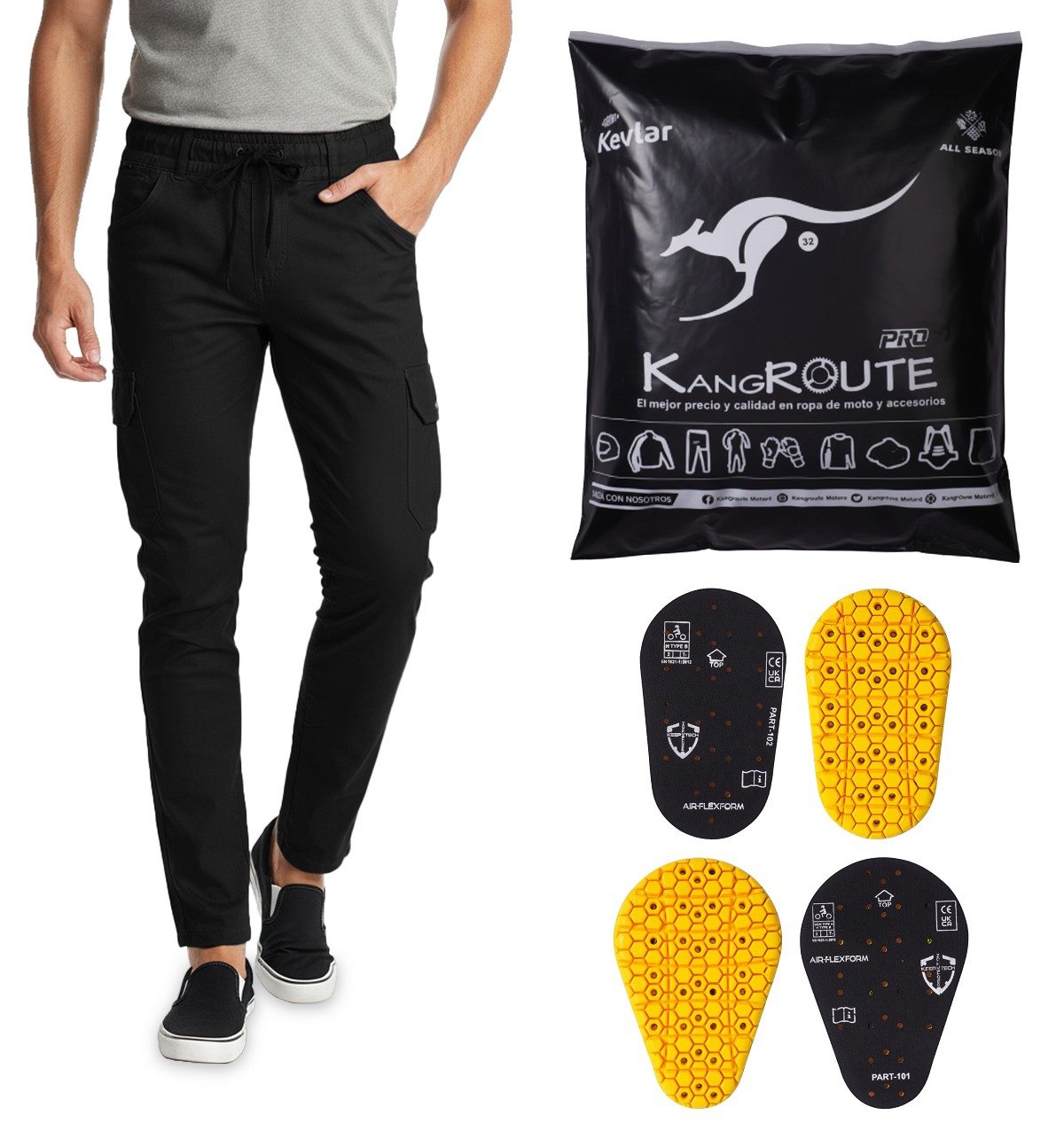 PANTALON DE MOTO VAQUERO ESTILO CHANDAL CARGO UNISEX, ELÁSTICO, 100% FORRADO EN KEVLAR® CON PROTECCIONES GEL CE NIVEL 2. PANTALON DE MOTO VAQUERO ESTILO CHANDAL CARGO UNISEX, ELÁSTICO, 100% FORRADO EN KEVLAR® CON PROTECCIONES GEL CE NIVEL 2.