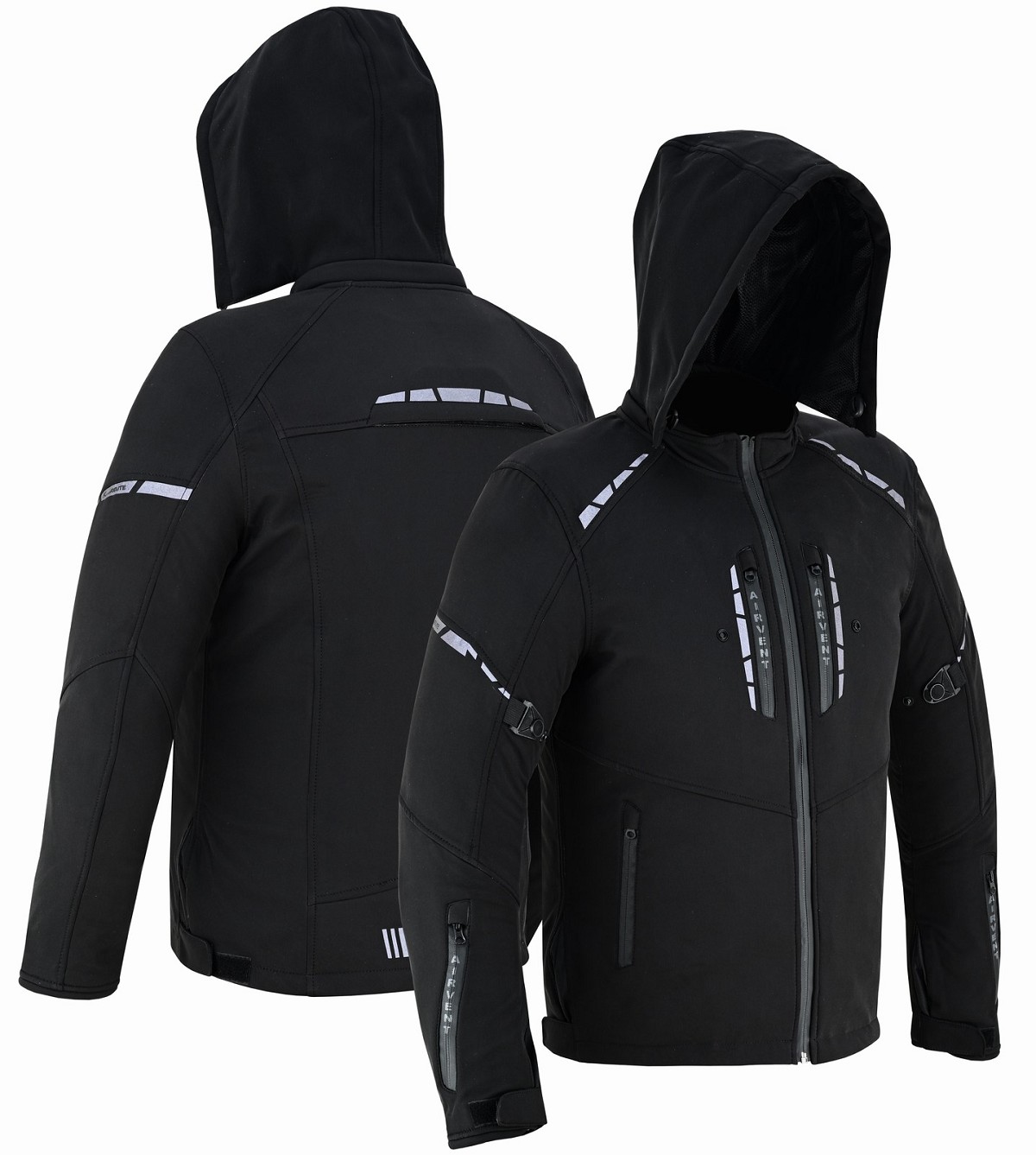 CHAQUETA DE MOTO UNISEX EN TEJIDO SOFTSHELL, NEOPRENO IMPERMEABLE, TÉRMICO Y PROTECTORES C.E.