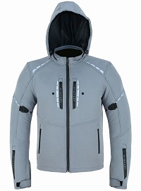 CHAQUETA DE MOTO UNISEX EN TEJIDO SOFTSHELL, NEOPRENO IMPERMEABLE, TÉRMICO Y PROTECTORES C.E.