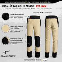 PANTALON DE MOTO VAQUERO ESTILO CHANDAL CARGO UNISEX, ELÁSTICO, 100% FORRADO EN KEVLAR® CON PROTECCIONES GEL CE NIVEL 2.