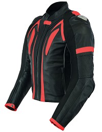 CHAQUETA DE CUERO CON PROTECTORES TPR TITANIO Y JOROBA AERODINÁMICA