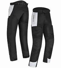 PANTALÓN DE MOTO DE VERANO PARA MUJER, PERFORADO, CON PROTECCIONES CE Y FORRO IMPERMEABLE DESMONTABLE. PRENDA CERTIFICADA CE CLASE AA